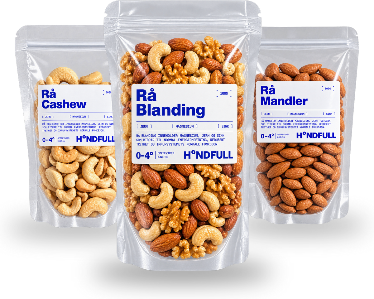Rå Cashew, Rå Blanding og Rå Mandler fra Håndfull
