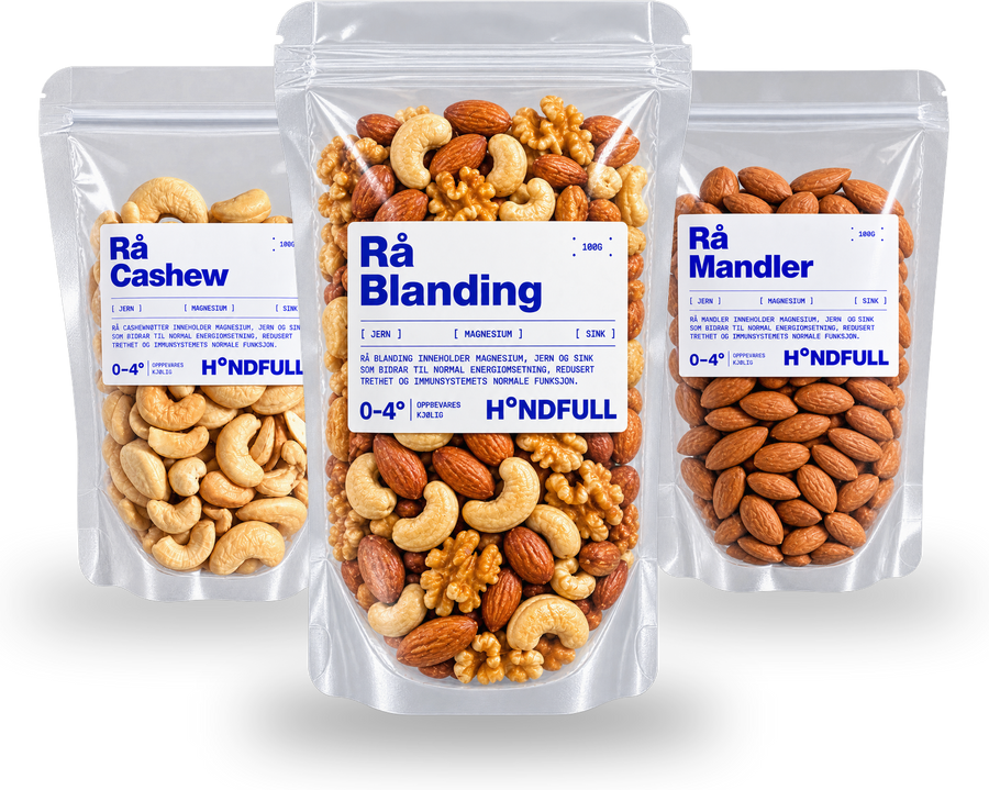 Rå Cashew, Rå Blanding og Rå Mandler fra Håndfull